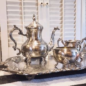 Vintage Ornate Silver Victorian Tea Set